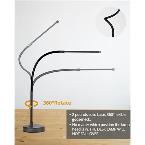 LED Desk Lamp, Swing Arm Architect Task Lamp with Long Flexible Gooseneck - Picture 2 of 7